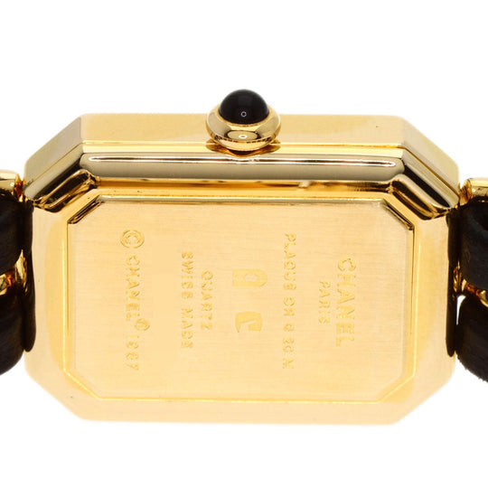 CHANEL Watches Quartz H0001 Gold Plated, GPx Leather gold Premiere M black dial Women Used Authentic
