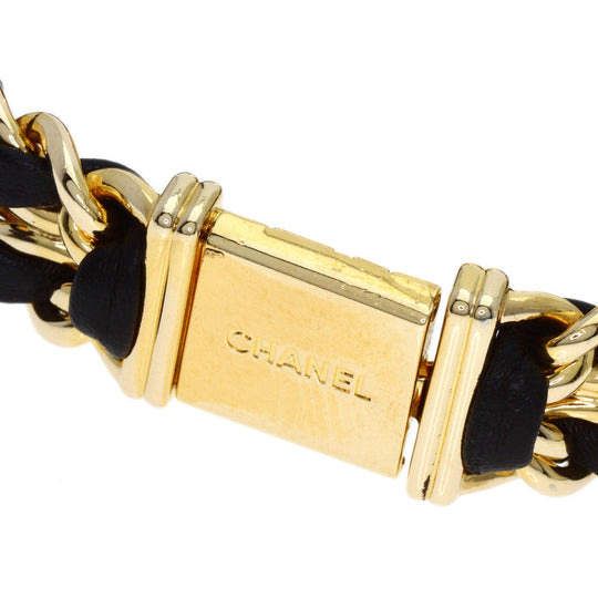 CHANEL Watches Quartz H0001 Gold Plated, GPx Leather gold Premiere M black dial Women Used Authentic