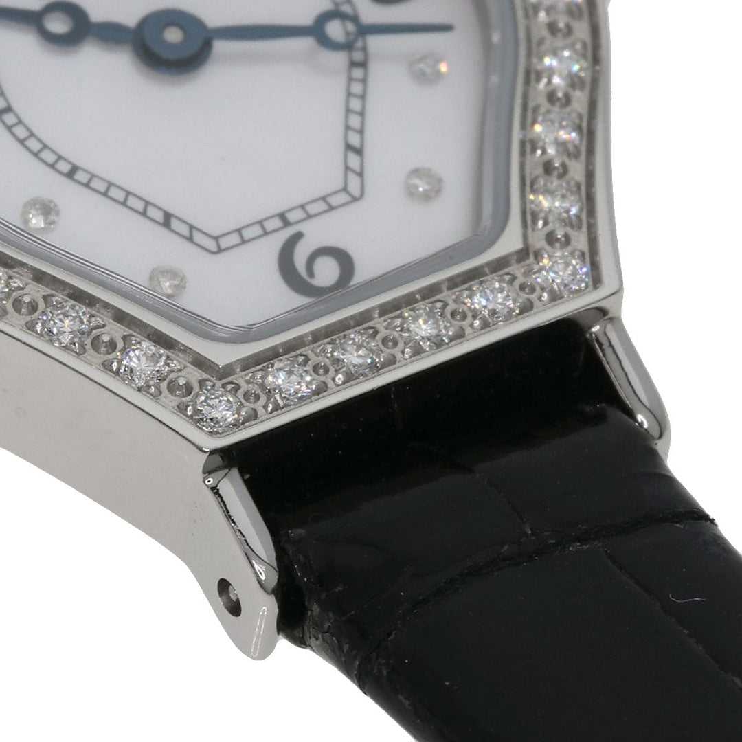 LONGINES Watches Quartz L5.184.0 Stainless Steel, Leather Silver Les Ravicintes Diamonds White shell dial Women Used Authentic