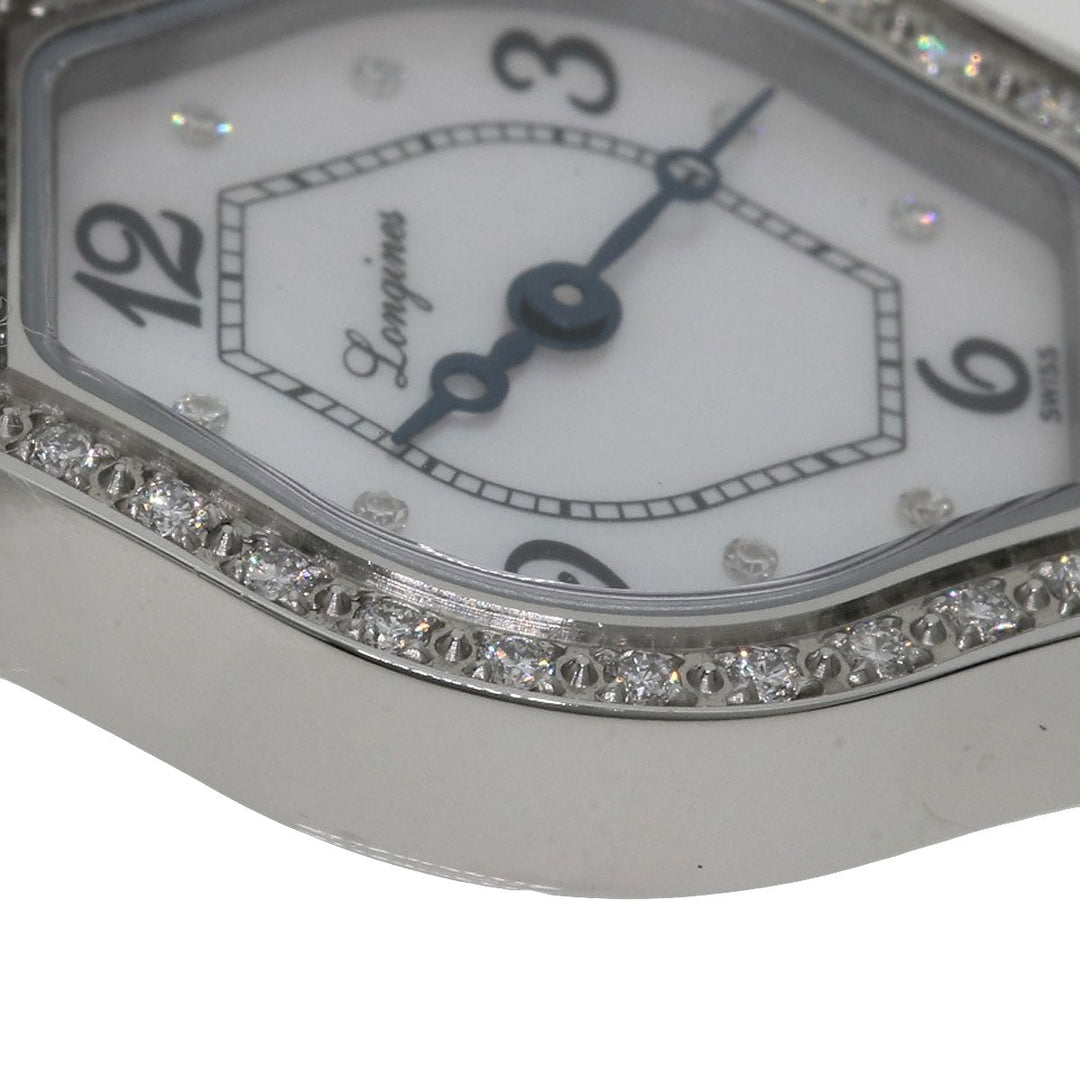 LONGINES Watches Quartz L5.184.0 Stainless Steel, Leather Silver Les Ravicintes Diamonds White shell dial Women Used Authentic
