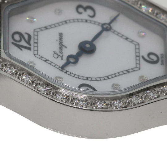 LONGINES Watches Quartz L5.184.0 Stainless Steel, Leather Silver Les Ravicintes Diamonds White shell dial Women Used Authentic