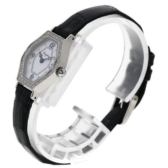 LONGINES Watches Quartz L5.184.0 Stainless Steel, Leather Silver Les Ravicintes Diamonds White shell dial Women Used Authentic
