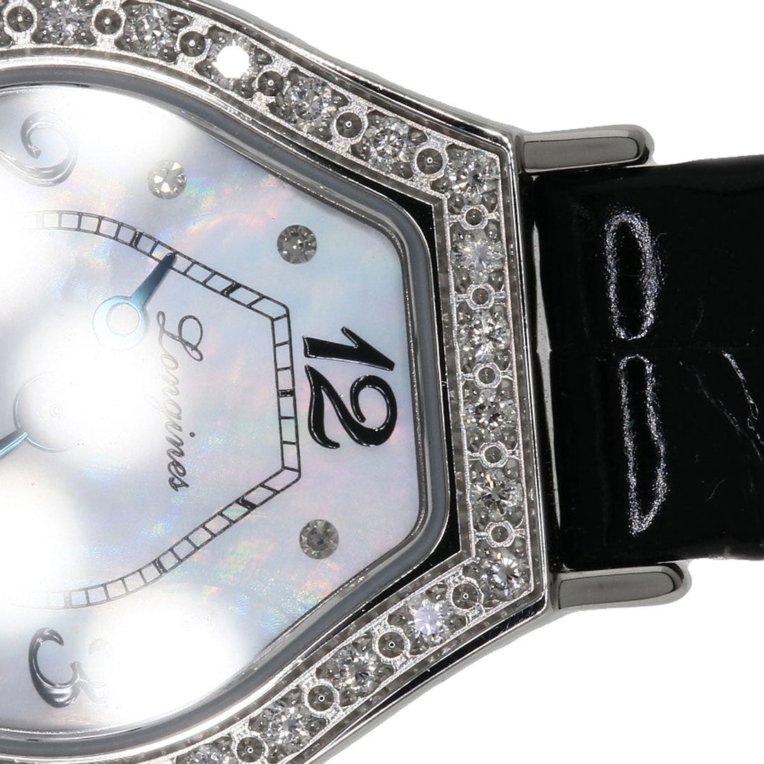 LONGINES Watches Quartz L5.184.0 Stainless Steel, Leather Silver Les Ravicintes Diamonds White shell dial Women Used Authentic