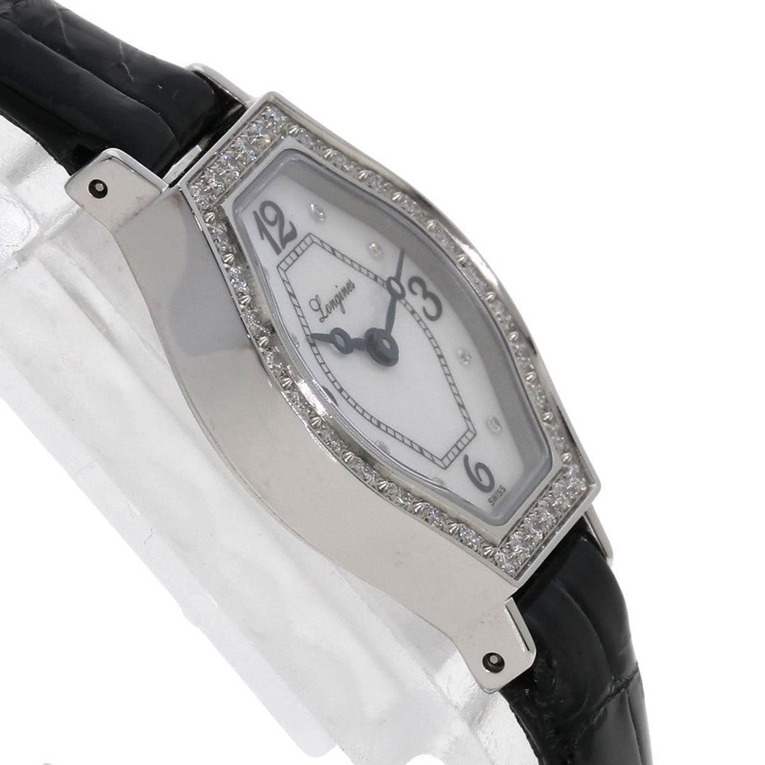 LONGINES Watches Quartz L5.184.0 Stainless Steel, Leather Silver Les Ravicintes Diamonds White shell dial Women Used Authentic