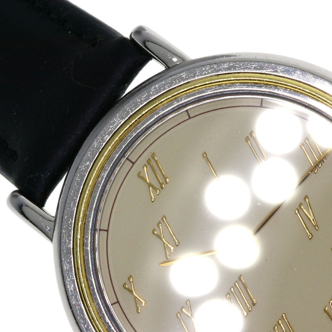 HERMES Watches Quartz Combination, Leather Silver Meteor Ivory dial mens Used Authentic