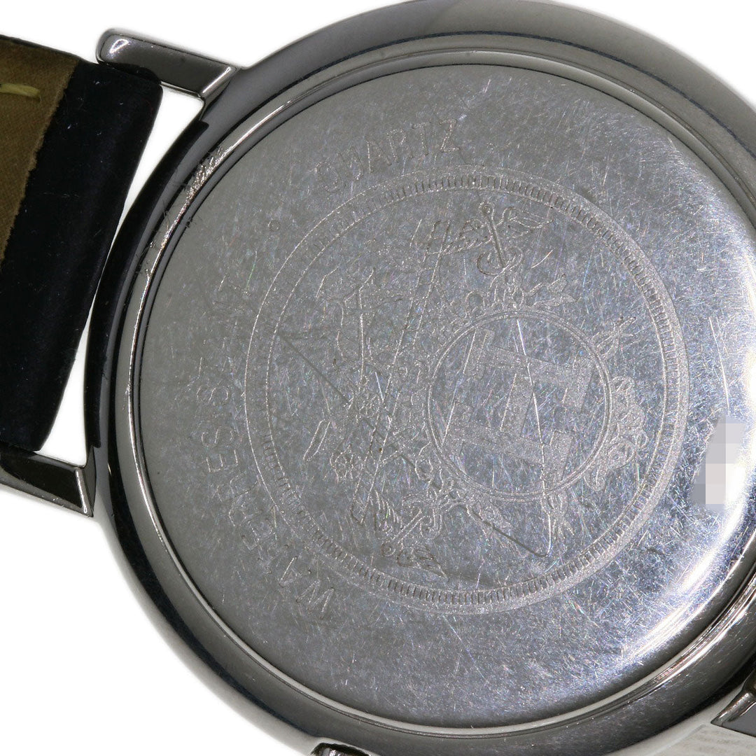 HERMES Watches Quartz Combination, Leather Silver Meteor Ivory dial mens Used Authentic