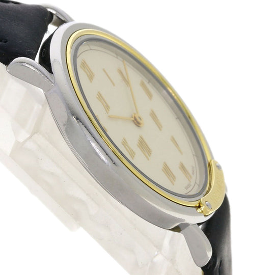 HERMES Watches Quartz Combination, Leather Silver Meteor Ivory dial mens Used Authentic