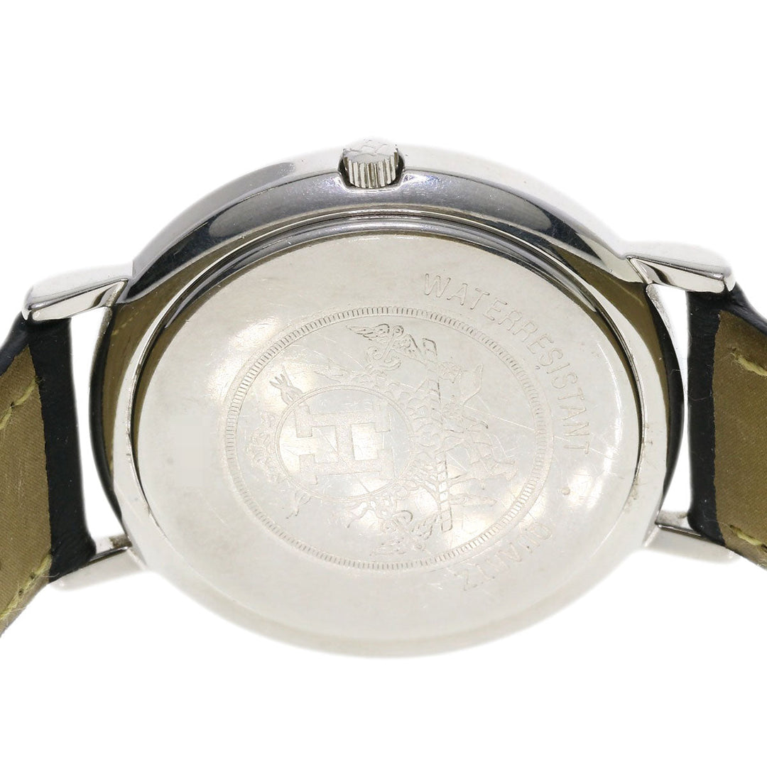 HERMES Watches Quartz Combination, Leather Silver Meteor Ivory dial mens Used Authentic