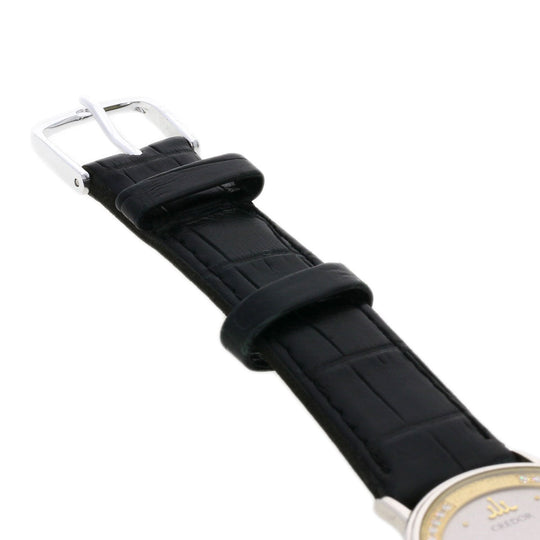 SEIKO Watches Quartz 9570-6030 PT900, leather Silver CREDOR Diamond Silver dial mens Used Authentic