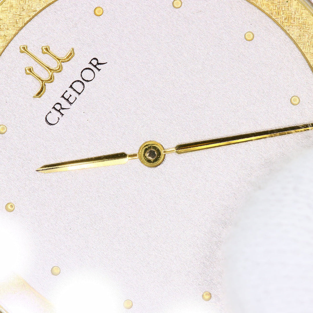 SEIKO Watches Quartz 9570-6030 PT900, leather Silver CREDOR Diamond Silver dial mens Used Authentic