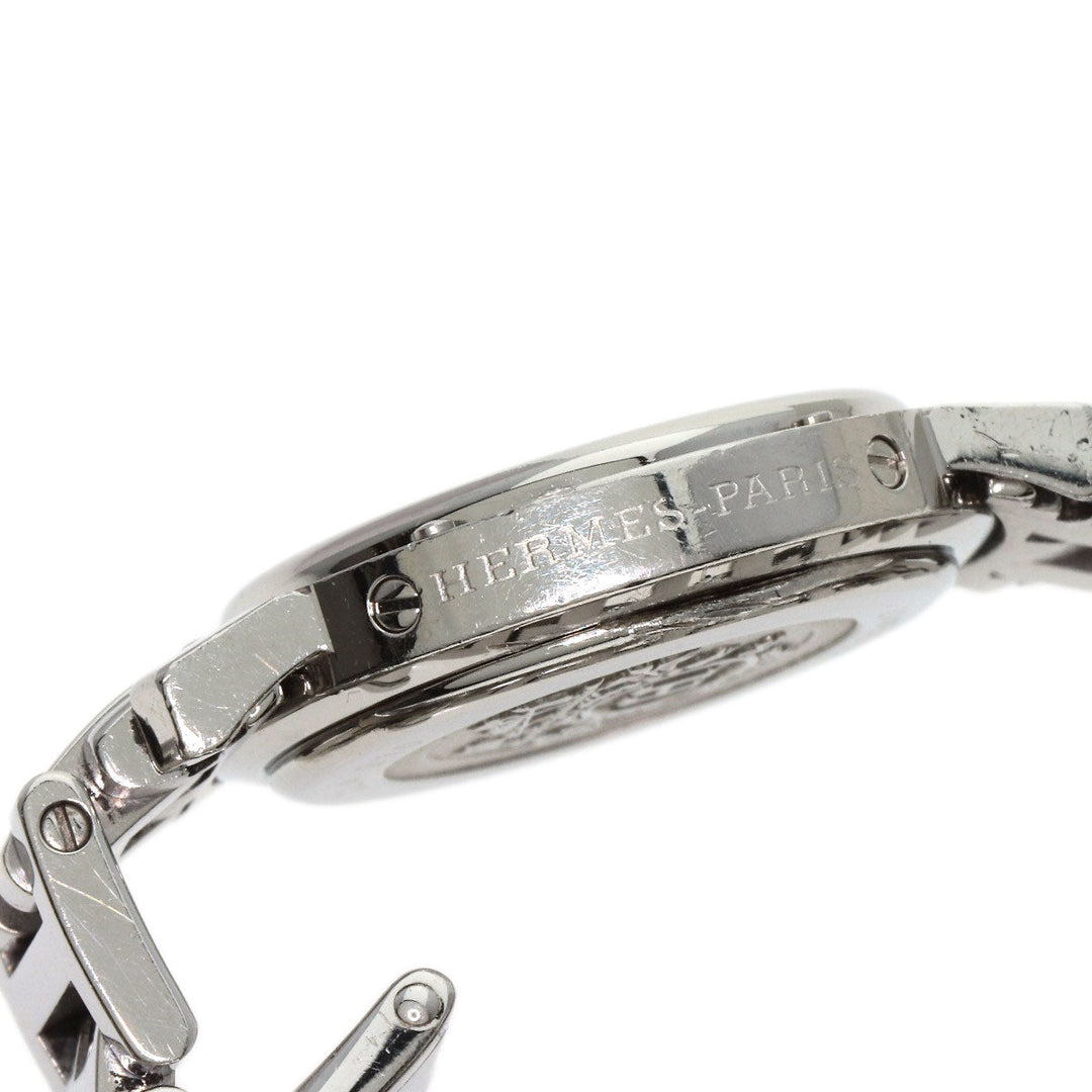 HERMES Watches Quartz CL4.210 Stainless Steel , Stainless Steel Silver Clipper Nacle New Buckle Pink shell dial Women Used Authentic