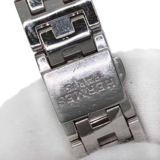 HERMES Watches Quartz CL4.210 Stainless Steel , Stainless Steel Silver Clipper Nacle New Buckle Pink shell dial Women Used Authentic