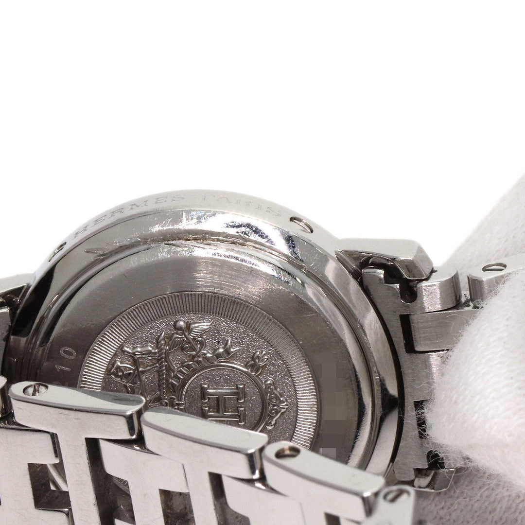 HERMES Watches Quartz CL4.210 Stainless Steel , Stainless Steel Silver Clipper Nacle New Buckle Pink shell dial Women Used Authentic