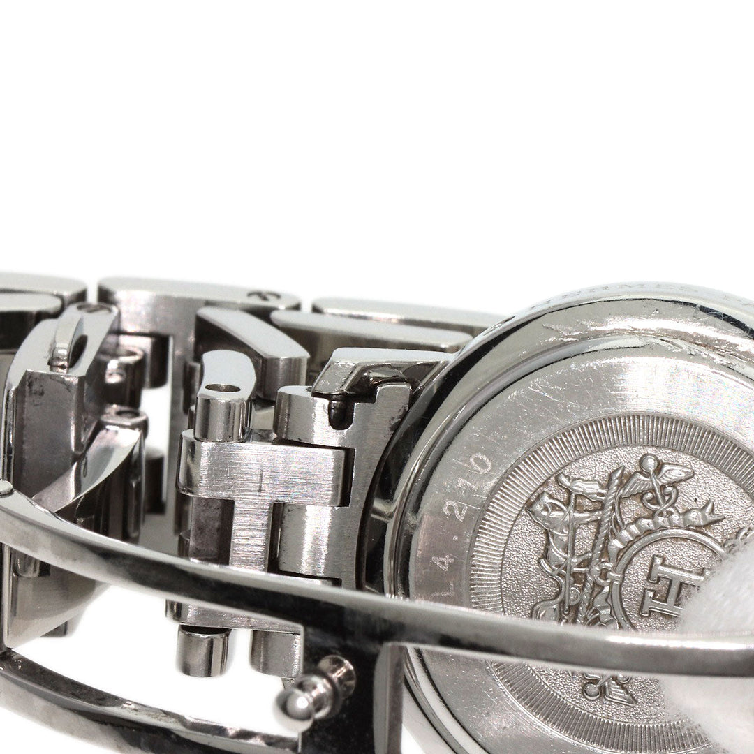 HERMES Watches Quartz CL4.210 Stainless Steel , Stainless Steel Silver Clipper Nacle New Buckle Pink shell dial Women Used Authentic