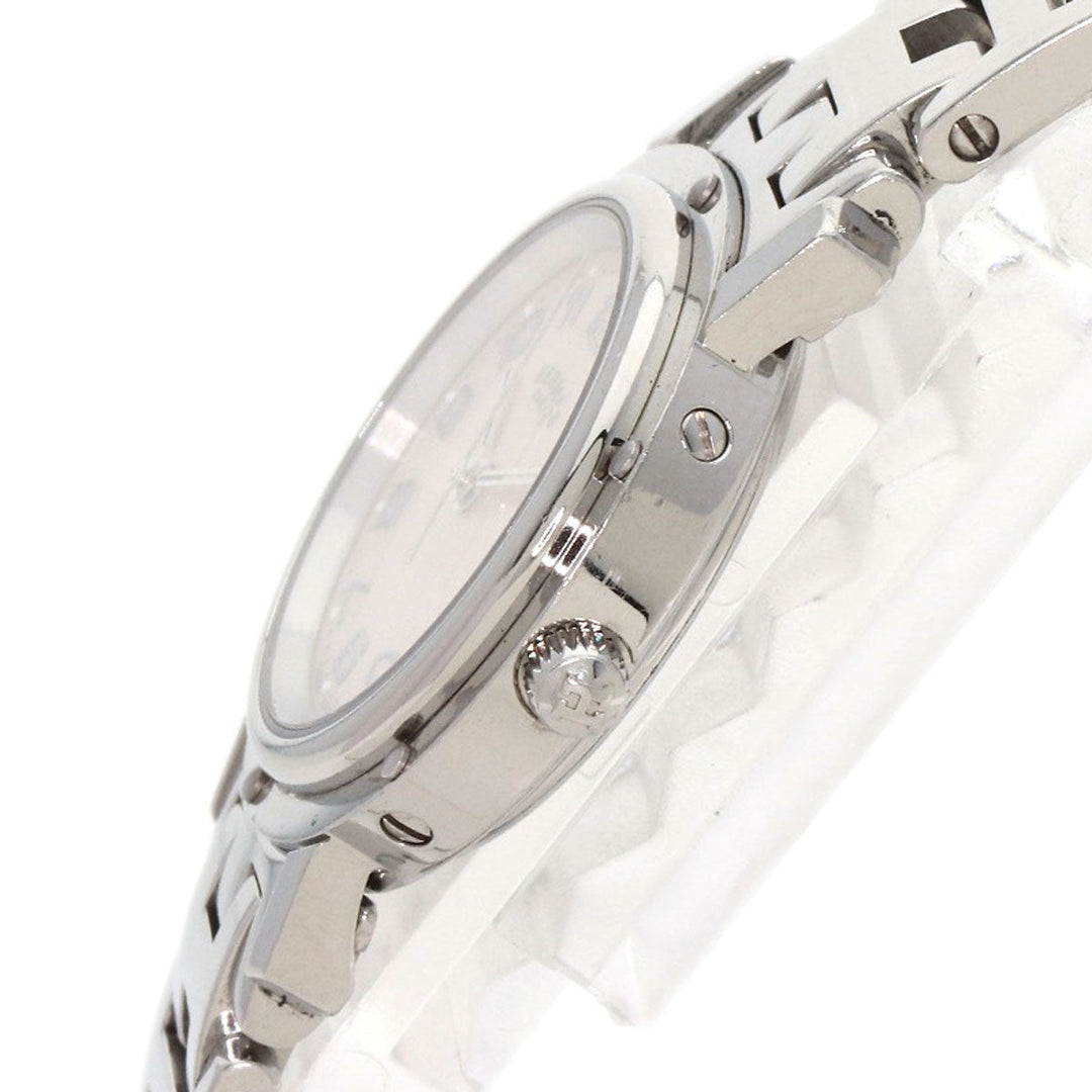 HERMES Watches Quartz CL4.210 Stainless Steel , Stainless Steel Silver Clipper Nacle New Buckle Pink shell dial Women Used Authentic