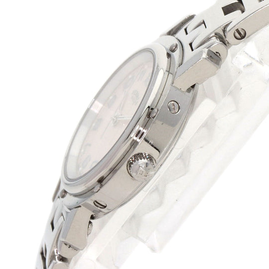HERMES Watches Quartz CL4.210 Stainless Steel , Stainless Steel Silver Clipper Nacle New Buckle Pink shell dial Women Used Authentic