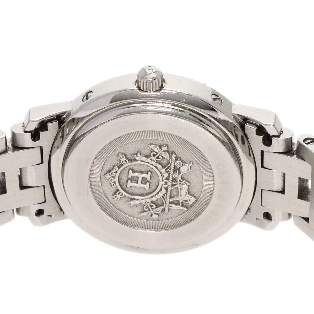 HERMES Watches Quartz CL4.210 Stainless Steel , Stainless Steel Silver Clipper Nacle New Buckle Pink shell dial Women Used Authentic