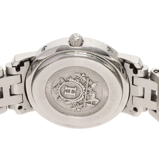 HERMES Watches Quartz CL4.210 Stainless Steel , Stainless Steel Silver Clipper Nacle New Buckle Pink shell dial Women Used Authentic