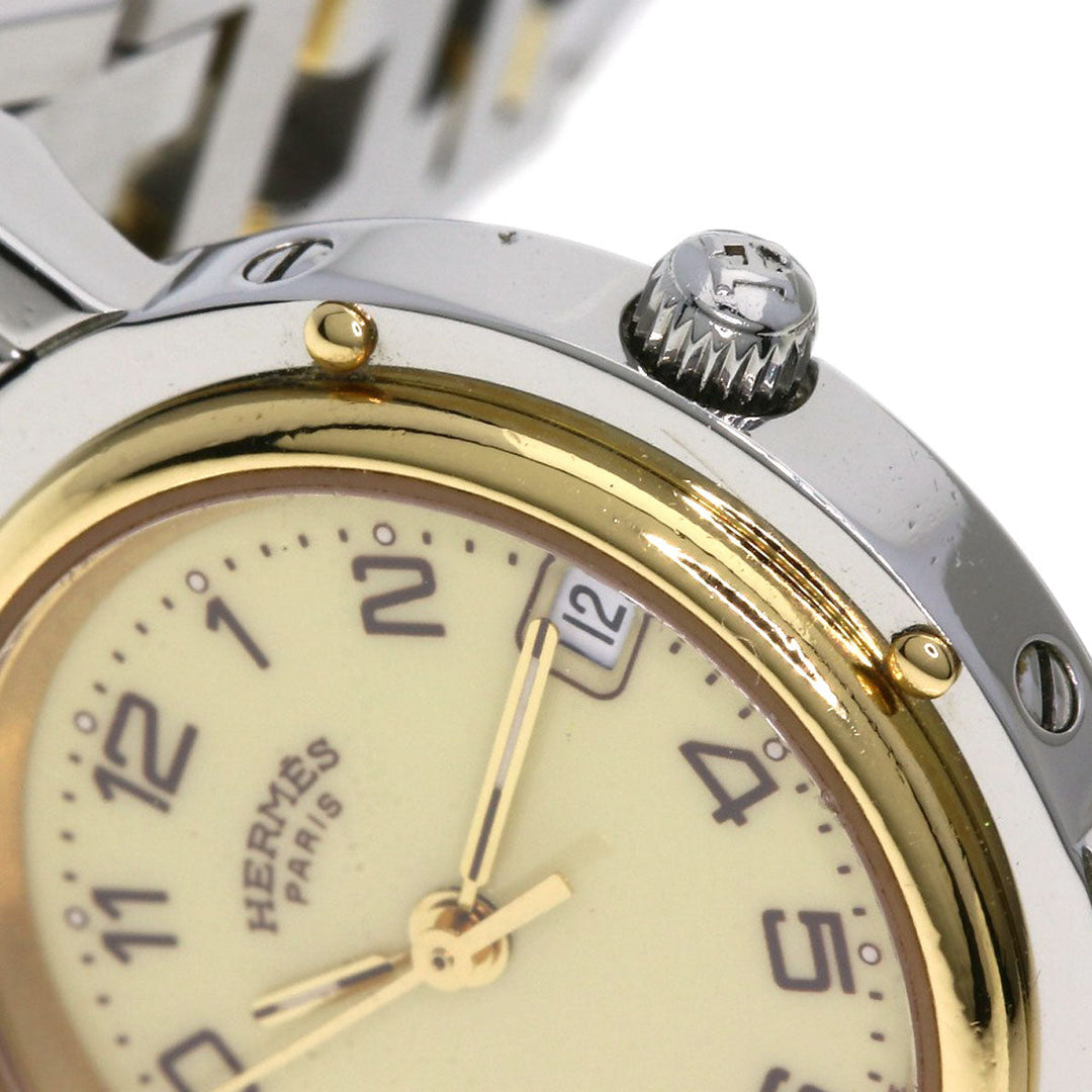 HERMES Watches Quartz CL4.220 Stainless Steel , SSxGP Silver Clipper new buckle Ivory dial Women Used Authentic