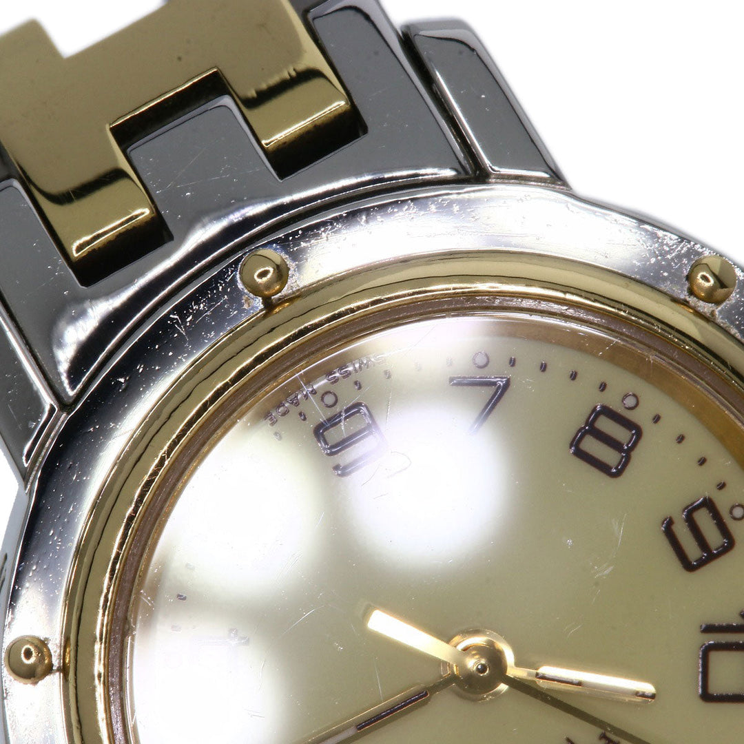HERMES Watches Quartz CL4.220 Stainless Steel , SSxGP Silver Clipper new buckle Ivory dial Women Used Authentic