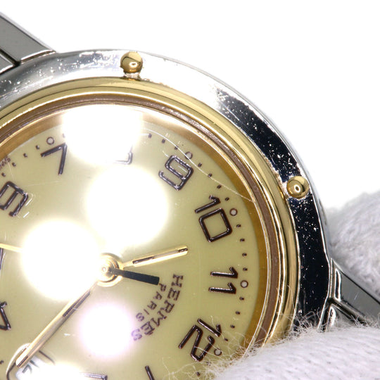 HERMES Watches Quartz CL4.220 Stainless Steel , SSxGP Silver Clipper new buckle Ivory dial Women Used Authentic