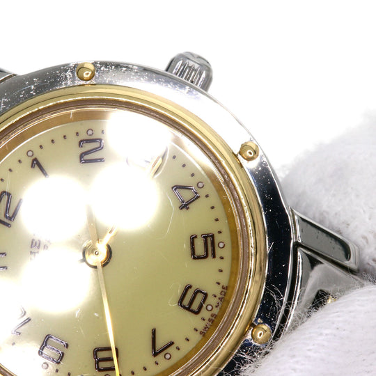 HERMES Watches Quartz CL4.220 Stainless Steel , SSxGP Silver Clipper new buckle Ivory dial Women Used Authentic