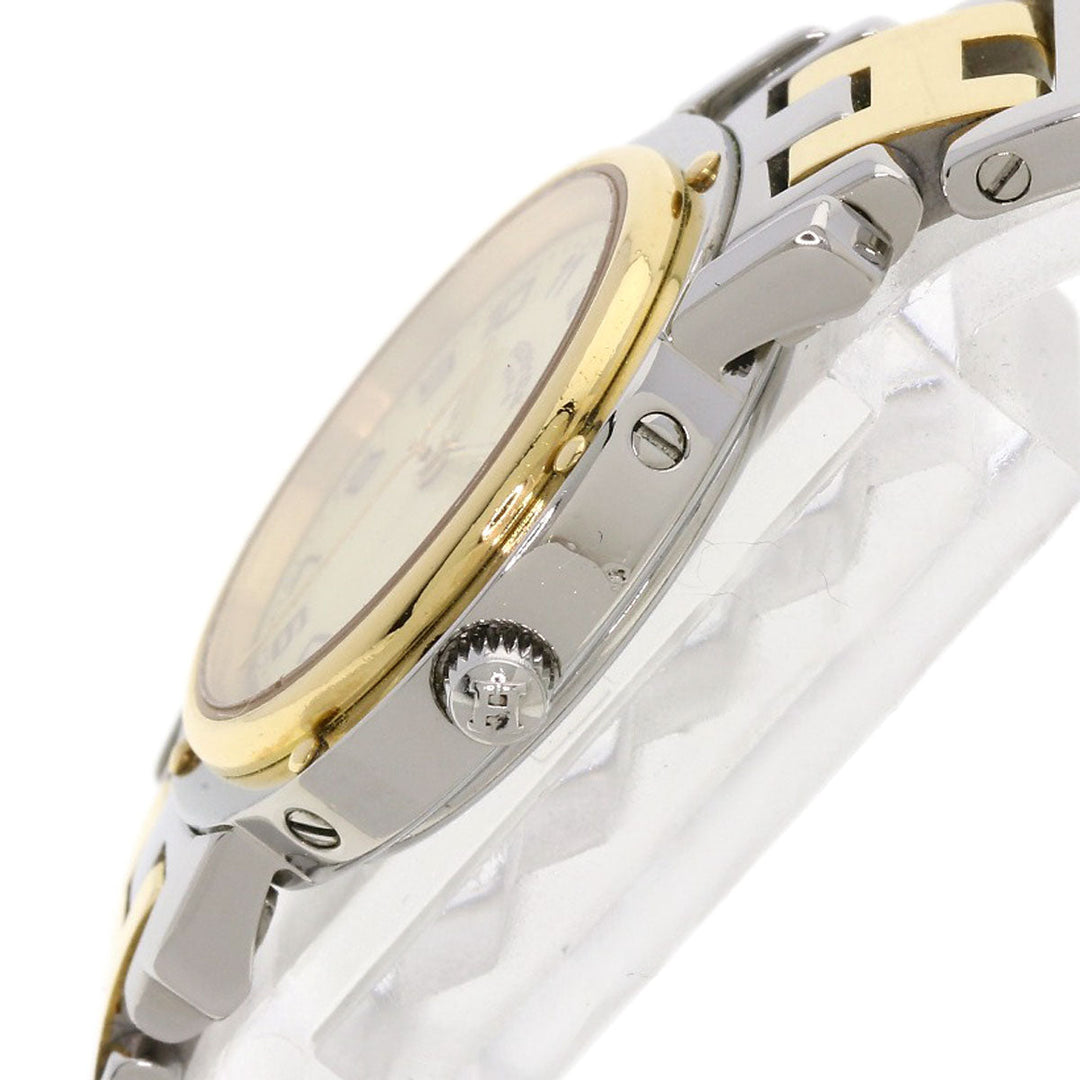 HERMES Watches Quartz CL4.220 Stainless Steel , SSxGP Silver Clipper new buckle Ivory dial Women Used Authentic