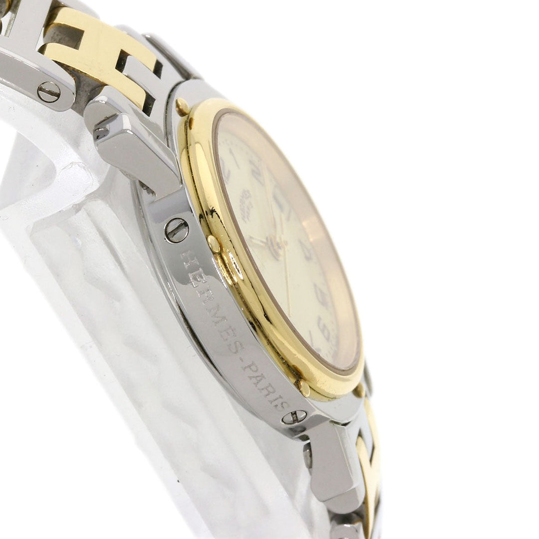HERMES Watches Quartz CL4.220 Stainless Steel , SSxGP Silver Clipper new buckle Ivory dial Women Used Authentic