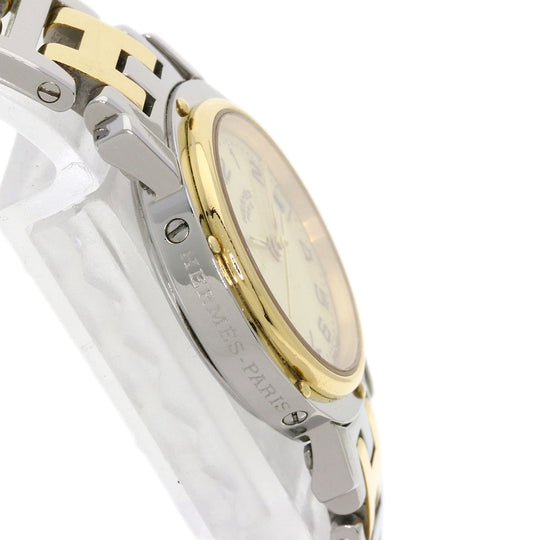 HERMES Watches Quartz CL4.220 Stainless Steel , SSxGP Silver Clipper new buckle Ivory dial Women Used Authentic