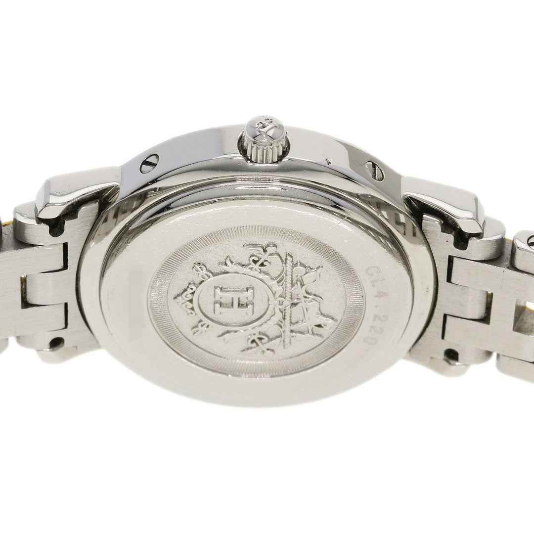 HERMES Watches Quartz CL4.220 Stainless Steel , SSxGP Silver Clipper new buckle Ivory dial Women Used Authentic