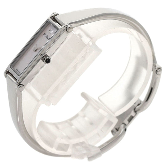 GUCCI Watches Quartz 1500L Stainless Steel , Stainless Steel Silver Square Face 1P Diamond White shell dial Women Used Authentic