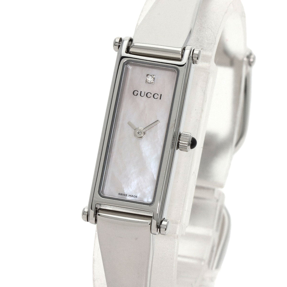 GUCCI Watches Quartz 1500L Stainless Steel , Stainless Steel Silver Square Face 1P Diamond White shell dial Women Used Authentic