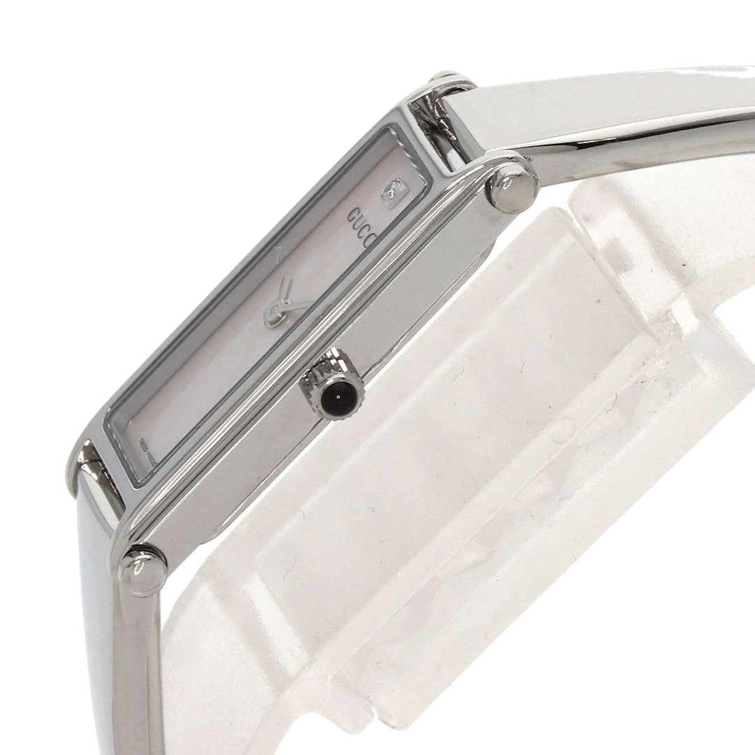 GUCCI Watches Quartz 1500L Stainless Steel , Stainless Steel Silver Square Face 1P Diamond White shell dial Women Used Authentic