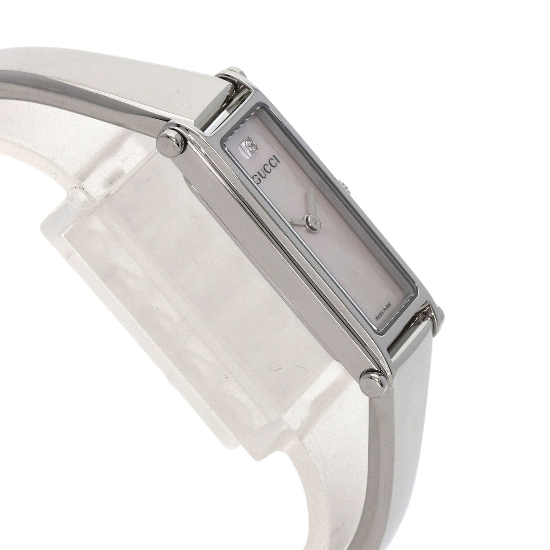 GUCCI Watches Quartz 1500L Stainless Steel , Stainless Steel Silver Square Face 1P Diamond White shell dial Women Used Authentic