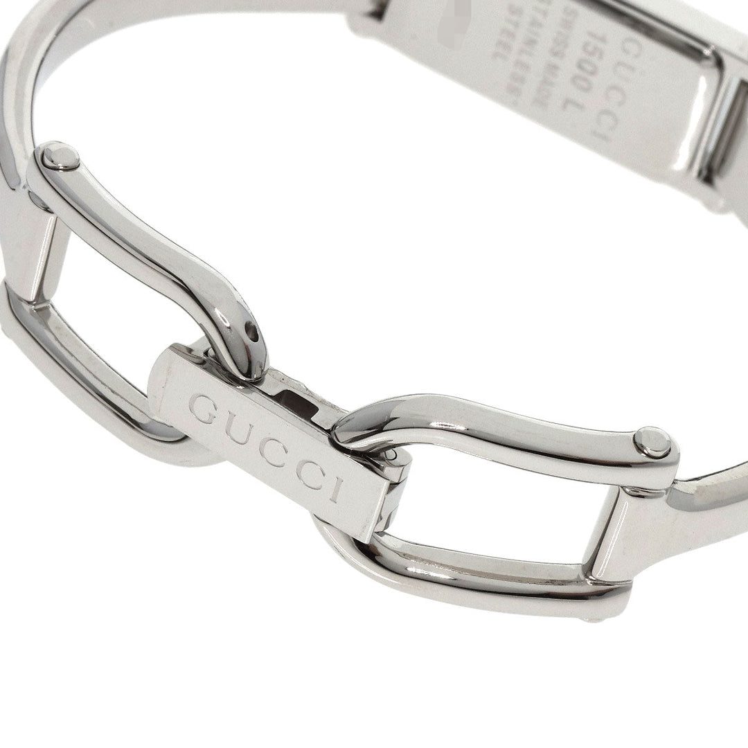 GUCCI Watches Quartz 1500L Stainless Steel , Stainless Steel Silver Square Face 1P Diamond White shell dial Women Used Authentic