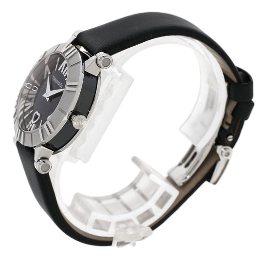 TIFFANY&Co. Watches Quartz Z1300.11.11A10A41A Stainless Steel, Leather x Satin Silver Atlas black dial Women Used Authentic
