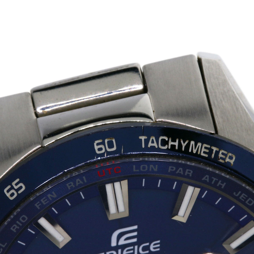 CASIO Watches Solar Powered Radio Watch EQW-T650DB2AJF Stainless Steel , Stainless Steel Silver Edifice blue dial mens Used Authentic