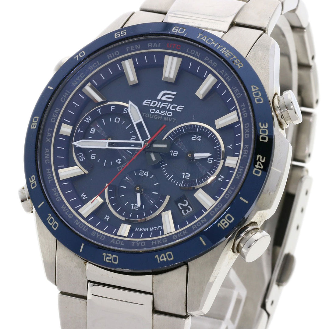 CASIO Watches Solar Powered Radio Watch EQW-T650DB2AJF Stainless Steel , Stainless Steel Silver Edifice blue dial mens Used Authentic