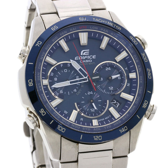 CASIO Watches Solar Powered Radio Watch EQW-T650DB2AJF Stainless Steel , Stainless Steel Silver Edifice blue dial mens Used Authentic
