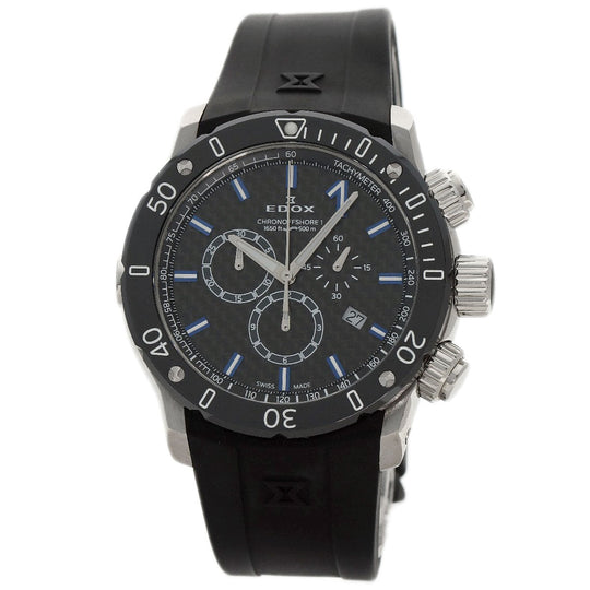 EDOX Watches Quartz 10221-3-NIBU2 Stainless Steel Silver Chrono Offshore 1 Black carbon dial