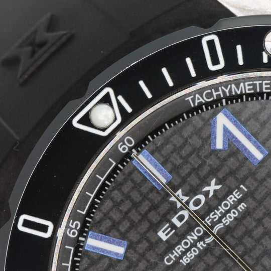 EDOX Watches Quartz 10221-3-NIBU2 Stainless Steel Silver Chrono Offshore 1 Black carbon dial