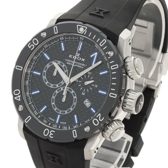 EDOX Watches Quartz 10221-3-NIBU2 Stainless Steel Silver Chrono Offshore 1 Black carbon dial