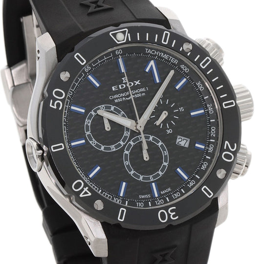 EDOX Watches Quartz 10221-3-NIBU2 Stainless Steel Silver Chrono Offshore 1 Black carbon dial