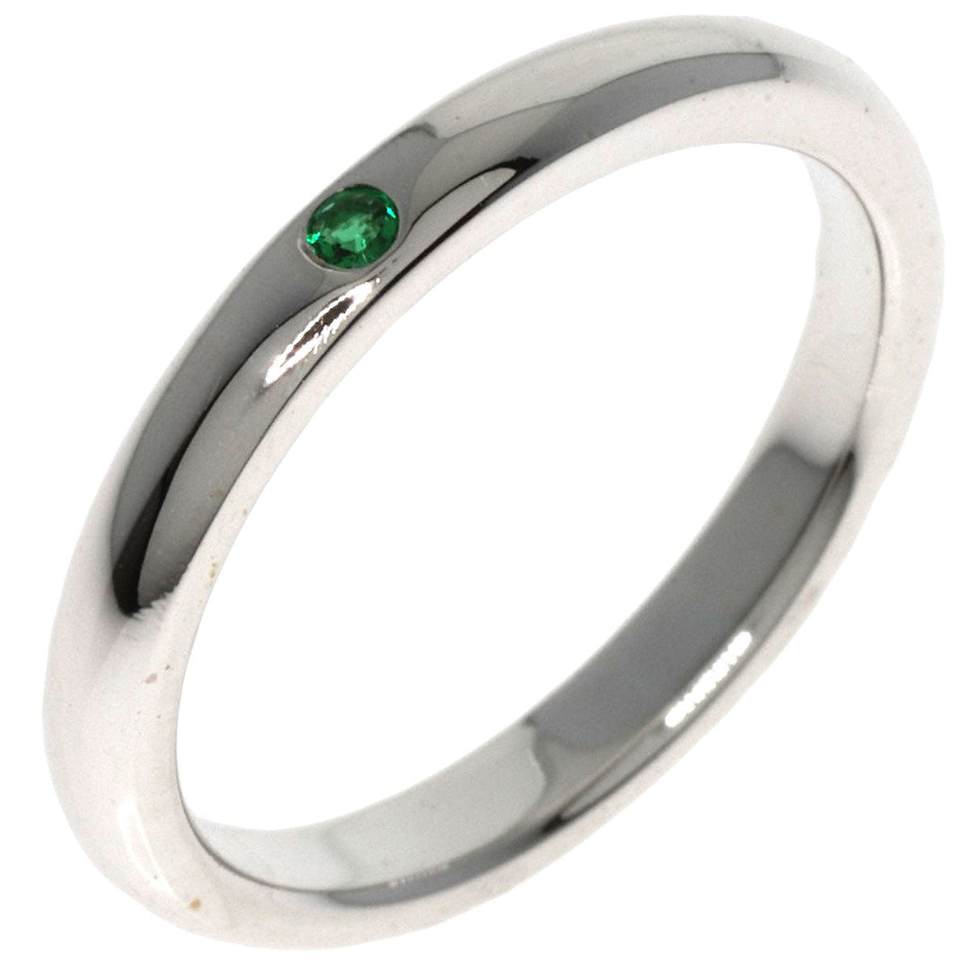 TIFFANY&Co. Ring SV Silver stacking band emerald Women Used Authentic