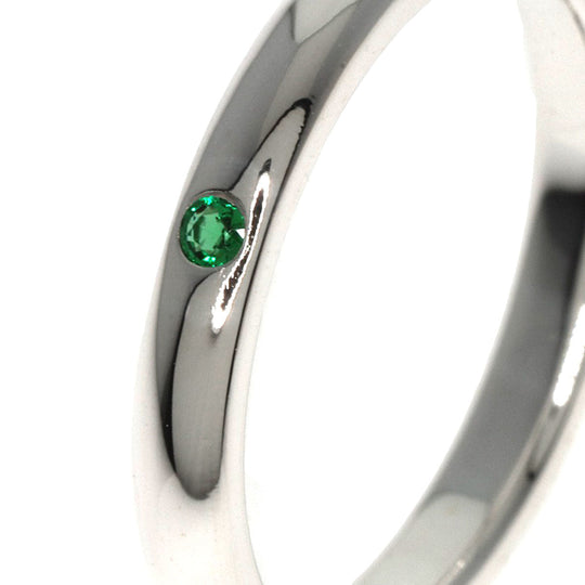 TIFFANY&Co. Ring SV Silver stacking band emerald Women Used Authentic