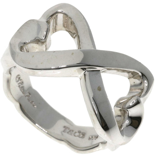 TIFFANY&Co. Ring SV Silver Double Loving Heart Women Used Authentic