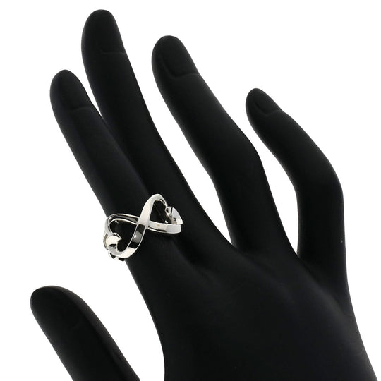 TIFFANY&Co. Ring SV Silver Double Loving Heart Women Used Authentic