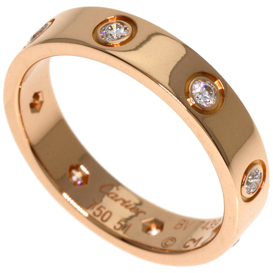 CARTIER Ring 18K Pink Gold gold Mini love ring full diamond #51 Women Used Authentic