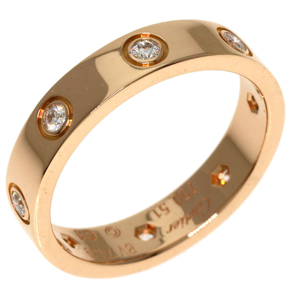 CARTIER Ring 18K Pink Gold gold Mini love ring full diamond #51 Women Used Authentic
