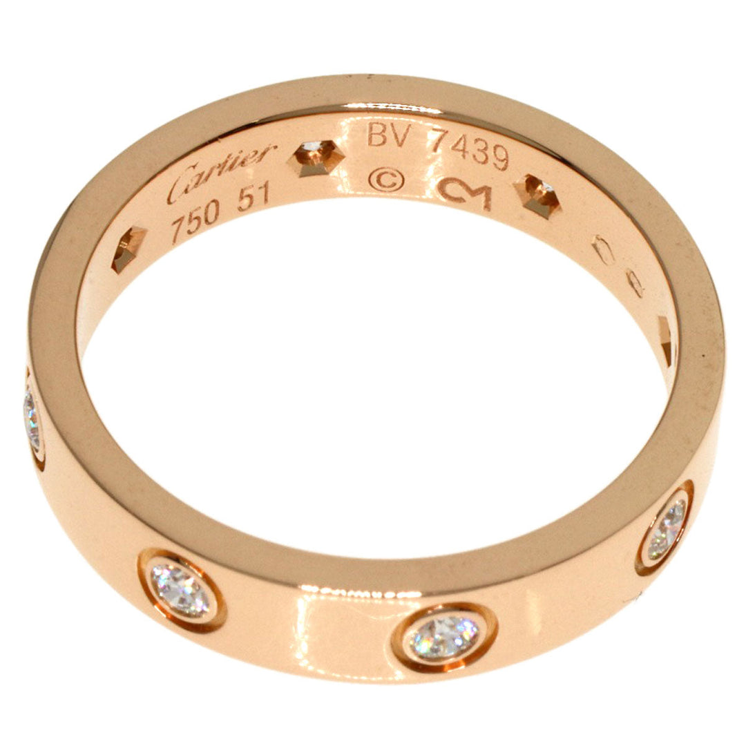 CARTIER Ring 18K Pink Gold gold Mini love ring full diamond #51 Women Used Authentic